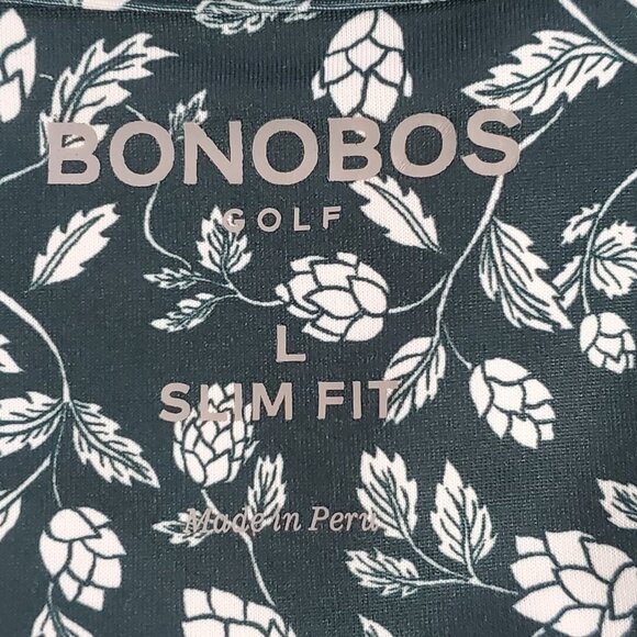 Bonobos Mens Slim Fit Printed Golf Polo Size L Green Floral Preppy Athletic - Picture 4 of 10